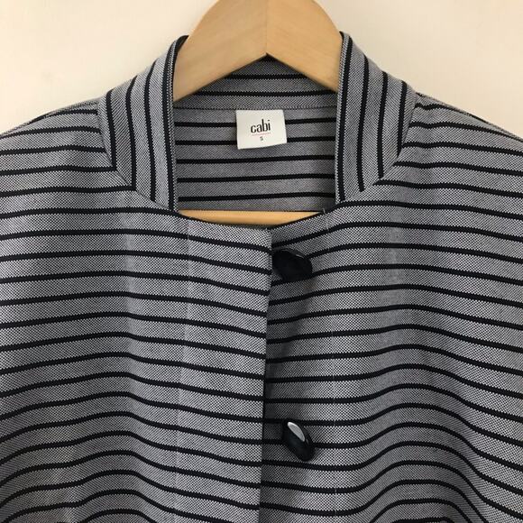 Cabi Navy Striped Long Coastal Classic Car Coat 5474 Lightweight Navy Jacket S - Picture 3 of 15